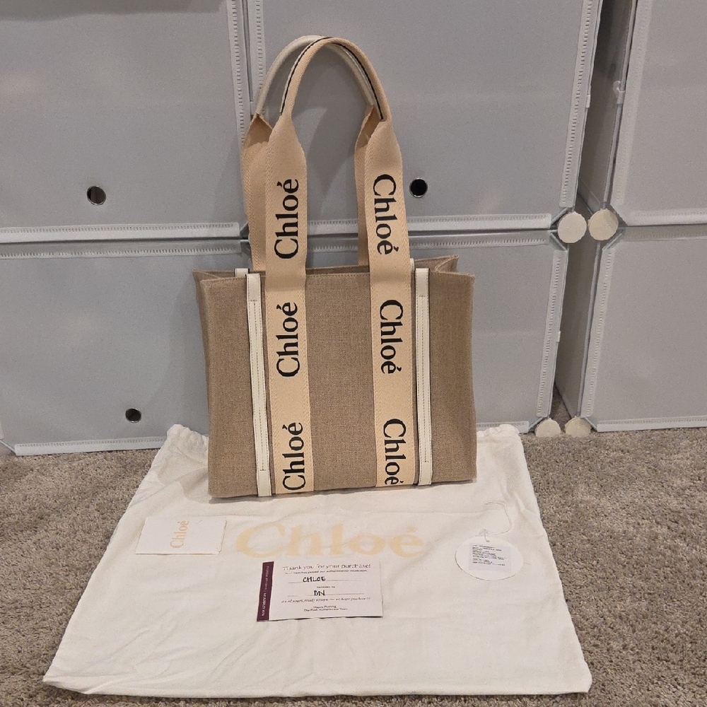 Chloé Beige Canvas Tote with Branded Straps